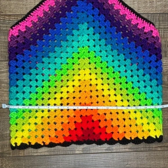 Handcrafted Crochet Halter Top Rainbow Granny Acrylic Yarn Art Handmade Knit - Picture 16 of 16